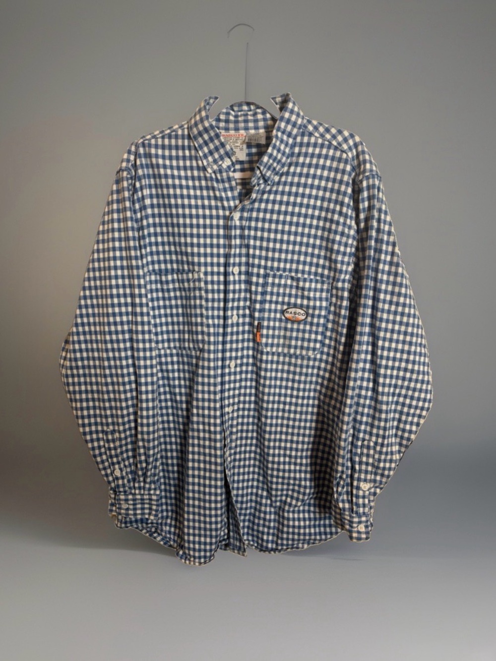 Rasco FR XL Blue Plaid Button Up Long Sleeve Professional Fire Resistant Work
